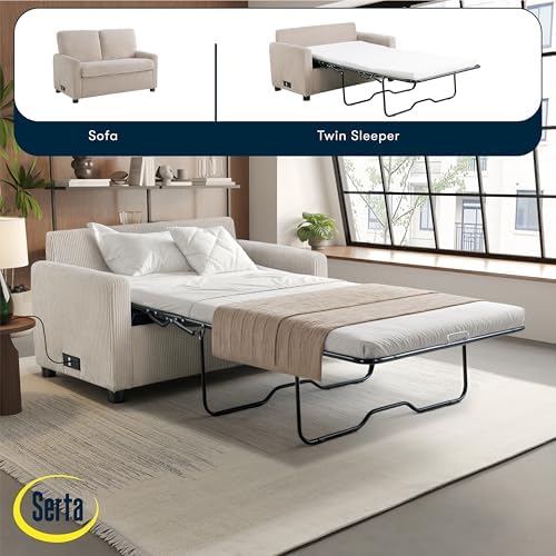 Serta® Darnold 53.5" Pull-Out Sleeper Loveseat, Twin Size, Dreamcoil® Comfort - Image 4