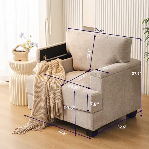 Rexulqo Oversized Accent Chair Set of 2, Armrest Organizer - Image 2