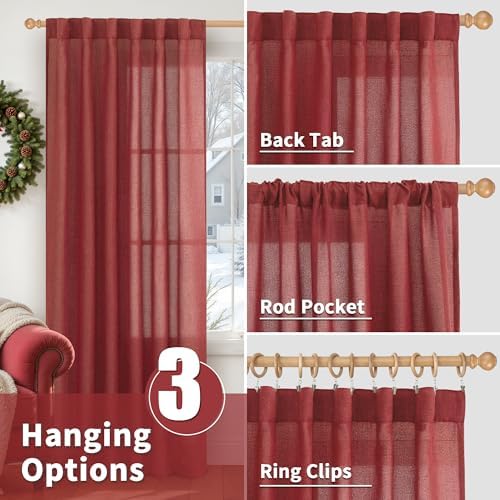 YoungsTex Burgundy Red Linen Curtains - Image 6