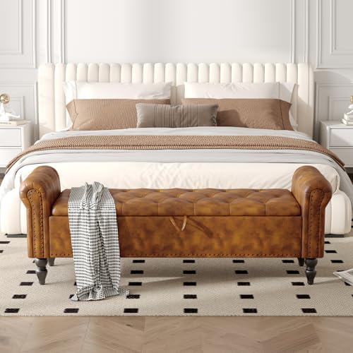 Furniliving 63” End of Bed Bench, Bedroom Bench - Image 2