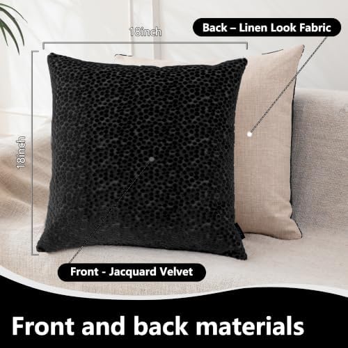 FIFU 18x18 Inch Throw Pillow Covers Set of 2, Jacquard Velvet - Image 3