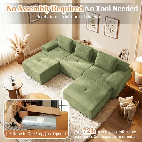 122" U Shaped Oversized Cloud Boneless Couch, Cloud Sectional Couches - Image 6