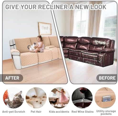 Waterproof Sectional Reclining Couch Covers L Shaped Recliner Sectional Sofa - Image 6