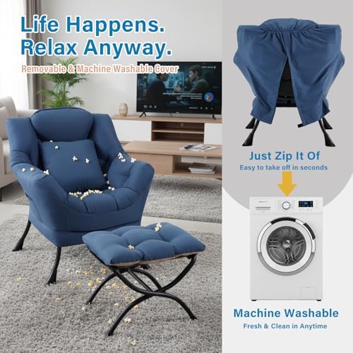 Lazy Chair with Ottoman, Comfy Reading Chair - Image 6