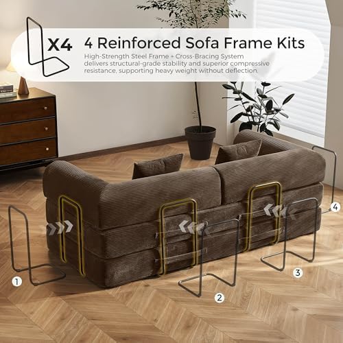 79" Convertible Futon Sofa Bed, Boneless Couch - Image 5