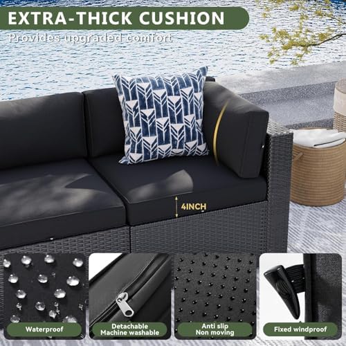 Aoxun 7 Piece Patio Furniture Set, Wicker Rattan Patio Sectional Sofa, Outdoor - Image 5
