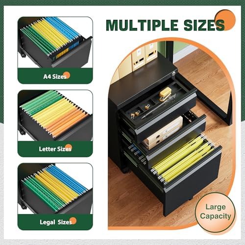 Letaya 3 Drawer Mobile File Cabinet - Image 5