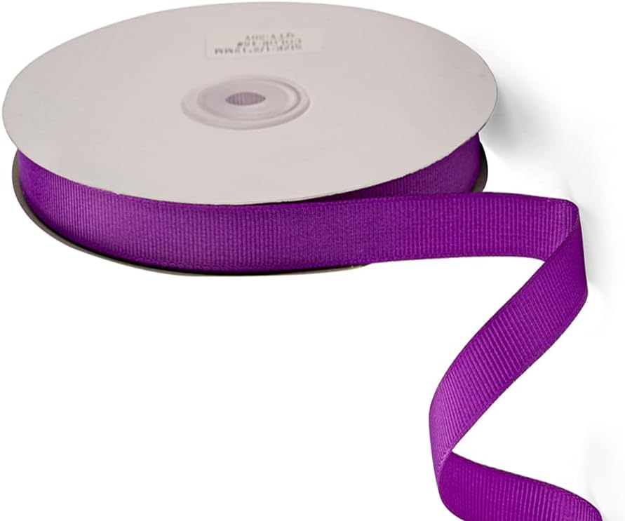LIUYAXI 5/8" X 50 Yards Solid Purple Grosgrain Ribbon, Perfect for Crafts, Wedding Decor, DIY Hair Accessories, Sewing, Gift Package Wrapping and More