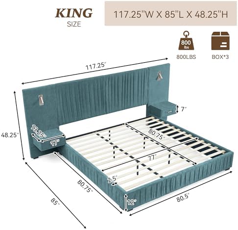 King Size Chenille Platform Bed - Image 2