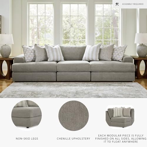Signature Design by Ashley 3-Piece Modular Sectional Sofa Couch, Ash Gray - Image 3