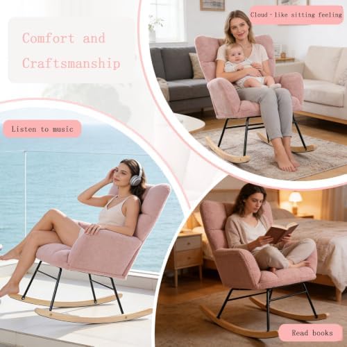 Teddy Upholstered Glider Rocking Chair, Comfy Accent Armchair - Image 7