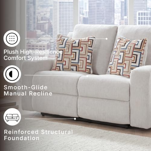 Signature Design by Ashley Danum Reclining Loveseat, Stone Chenille, 64 in - Image 4