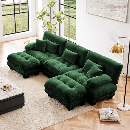 Modular Sectional Sofa for Living Room, Oversized 3 Seater Green Sectional by Wunlerlant