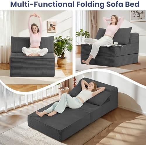 Erament Folding Sofa Bed, Portable Floor Couch Lounge Sofa - Image 6