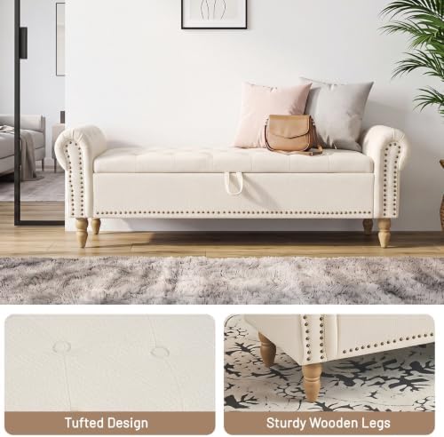 Furniliving 63” End of Bed Storage Bench, Bedroom Bench - Image 6