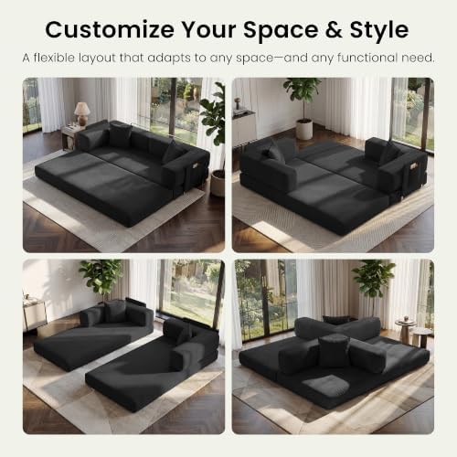 78.8" Convertible Futon Sofa Bed, Boneless Couch - Image 3