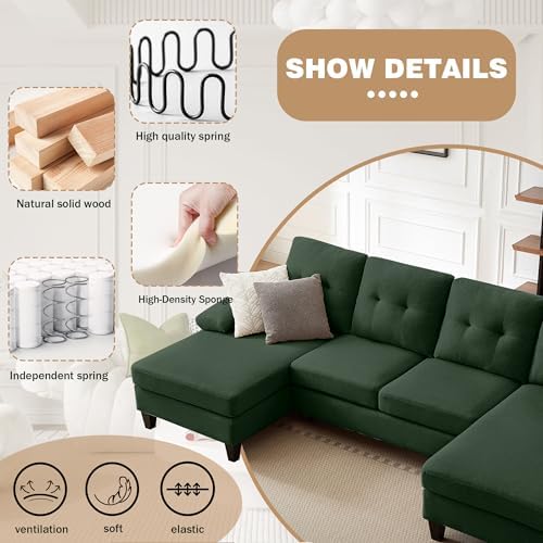 Sectional Couches for Living Room, Modern Linen Fibre U Shaped Sofa Couch - Image 3