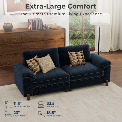 SITJOY Cloud Couch Sectional, 2 Seater Loveseat Sofa, Chenille in Navy Blue - Image 3