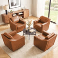 PU Leather Swivel Accent Chairs Set of 4, Modern Armchair, Light Brown by UIXE