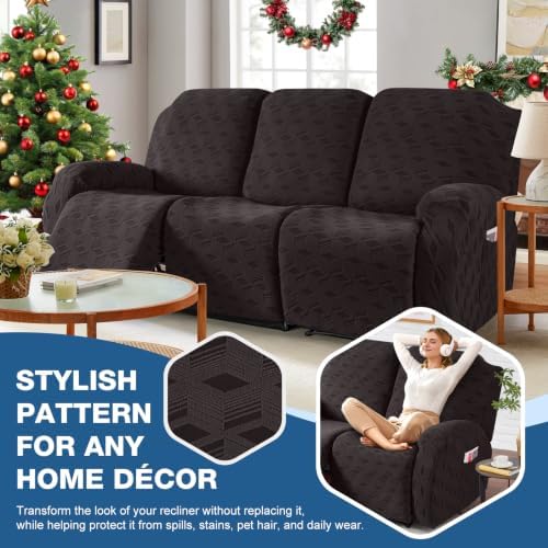 TAOCOCO Recliner Sofa Covers Stretch Reclining Couch Cover, Jacquard Recliner - Image 6