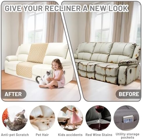 Waterproof Sectional Reclining Couch Covers L Shaped Recliner Sectional Sofa - Image 6