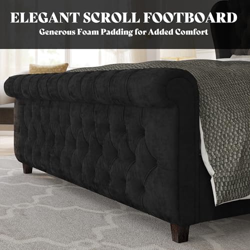 AMERLIFE California King Upholstered Sleigh Bed Frame - Image 5
