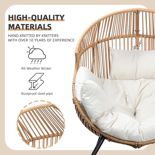 JAMFLY Egg Chair Wicker Outdoor Chairs, Patio Chair Oversized Lounger Chair - Image 5