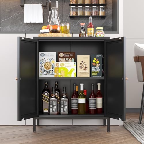 Small 2 Door Metal Storage Side Buffet Cabinet - Image 5