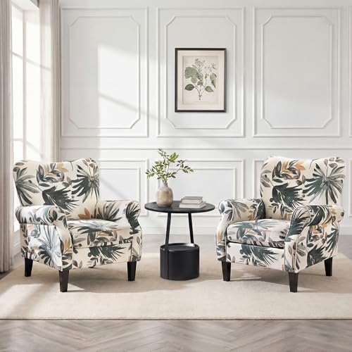 YOLENY Mid Century Wingback Arm Chair, Modern Upholstered Fabric High Back - Image 2