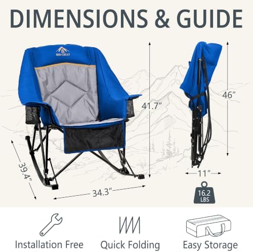 400lbs Rocking Camping Chair Oversized Folding Rocker - Image 2