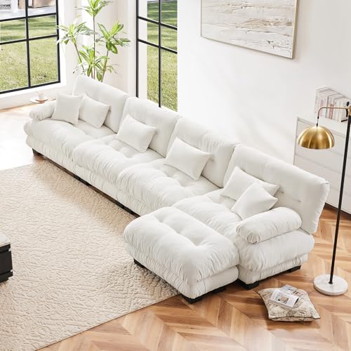 Modular Sectional Sofa for Living Room, Oversized 4 Seater White Sectional by Wunlerlant