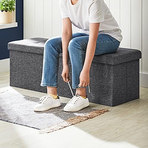 SONGMICS 43.3 Inches Storage Ottoman, Foldable Bench - Image 6