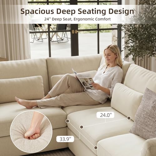 WorthFurni 109.1'' Modular Sectional Sofa, L Shaped Oversized Extra Deep Couches - Image 3