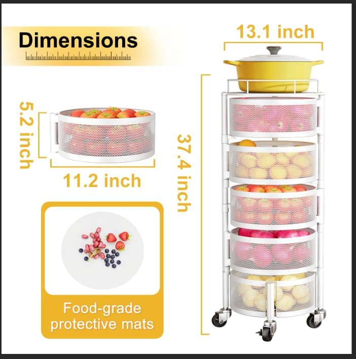 SNTD 5-Tier Fruit and Vegetable Basket Bowls - Image 2