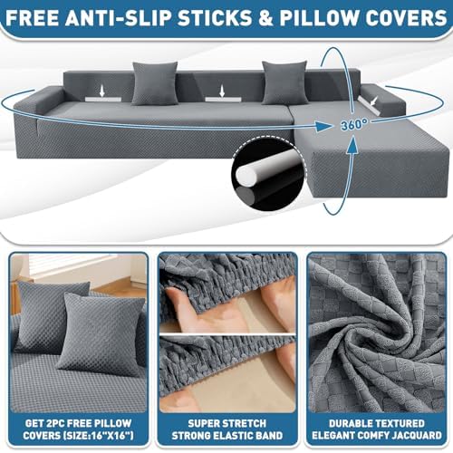ZNSAYOTX Sectional Couch Covers, Stretch Jacquard Slipcovers - Image 2