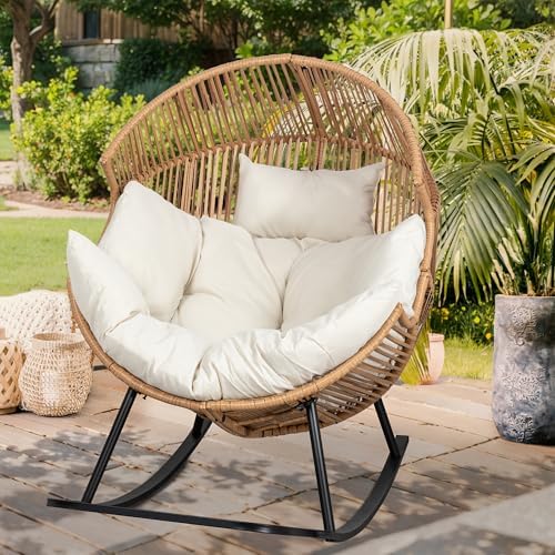 Vongrasig Wicker Rocking Egg Chair PE Rattan - Image 3