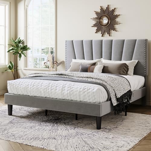 Allewie King Size Velvet Platform Bed Frame - Image 3