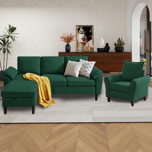 79" Convertible Sectional Sofa Set, Modern Linen Small L Shaped Couch - Image 3