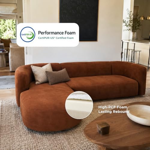 Acanva Mellow Modern Tight Curved Back Velvet Sofa, Left Chaise - Image 4