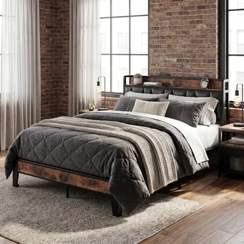 LIKIMIO Full XL Bed Frame with Storage Headboard and Charging Station - Image 3