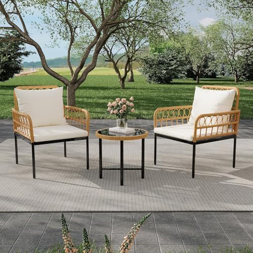 3-Piece All-Weather Wicker Rattan Bistro Patio Furniture Set - Image 6