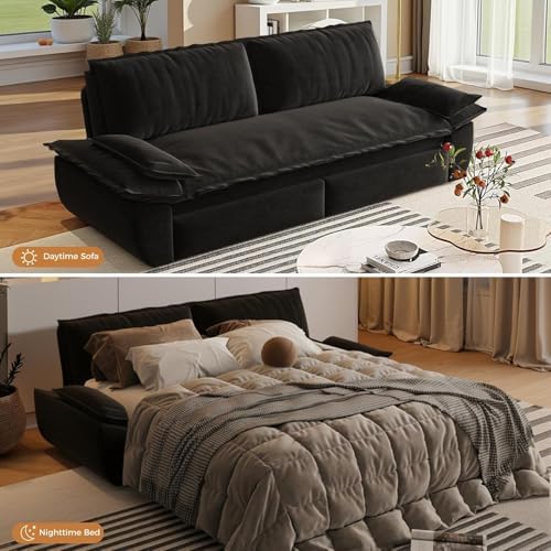 73.2" Futon Sofa Bed Queen Size, 3-in-1 Convertible Sleeper Sofa - Image 4