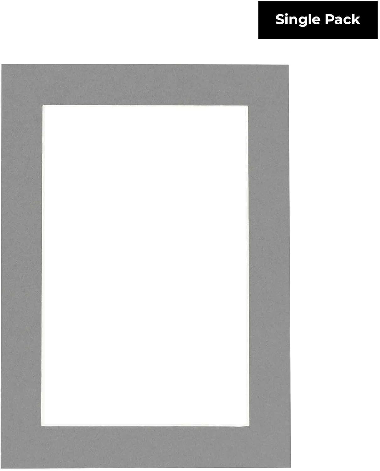 Poster Palooza 8.5x11 Mat Bevel Cut for 7x9 Photos - Acid Free Mid Grey Precut Matboard With Backing Board and Crystal Clear, Self Seal Photo Mat Bag - For Pictures, Photos, Framing - 4-ply Thickness