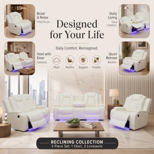 Power Reclining Leather Sofa Set – 2-Piece Home Theater Seating - Image 3
