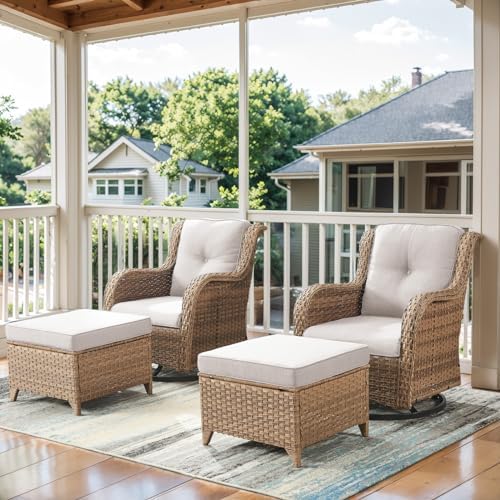 Belord Outdoor Swivel Chairs Set of 2, Patio Wicker Rocker Chairs by Belord