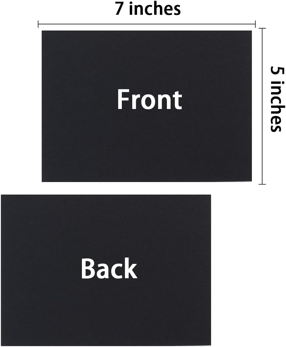 50 Sheets Blank Cardstock Paper 250 GSM Thick Heavy Cards Stock for DIY Art Projects, Card Making, Postcards, Greeting Cards, Birthday Party, Wedding Invitation (Black, 5x7 inches)