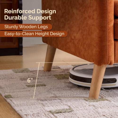 VINGLI 47" Orange 2 Seater Chenille Sofa - Image 5