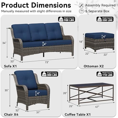 8 Piece Outdoor Wicker Patio Furniture Set, Patio Chairs Set - Image 2