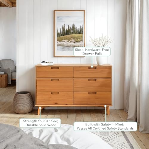 Walker Edison Sloane 6-Drawer Groove Handle Solid Wood Dresser, 52 Inch - Image 4