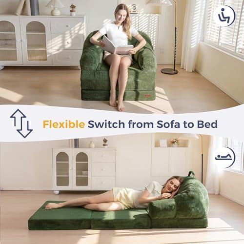 MAXYOYO Folding Sofa Bed with Backrest, Boneless Fold Out Couch with Handle - Image 3